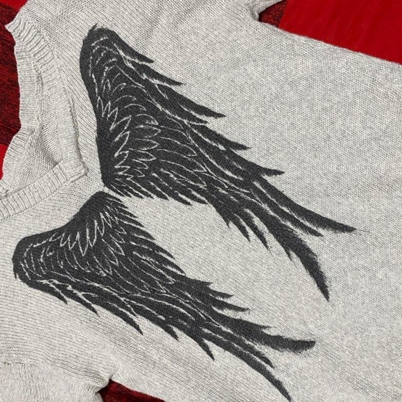 Supernatural Castiel Wings Girls Sweater in White - Picture 3 of 4